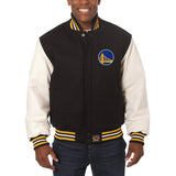 Golden State Warriors Domestic Two-Tone Wool and Leather Jacket Black-White