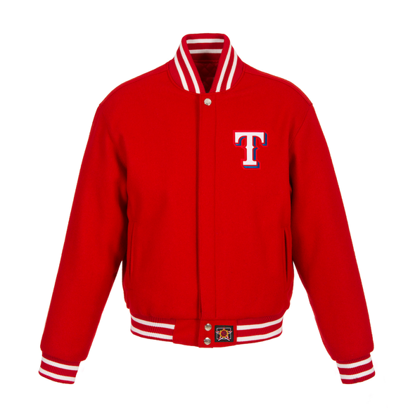 Texas Rangers Women's Embroidered Logo All-Wool Jacket - Red - J.H. Sports Jackets