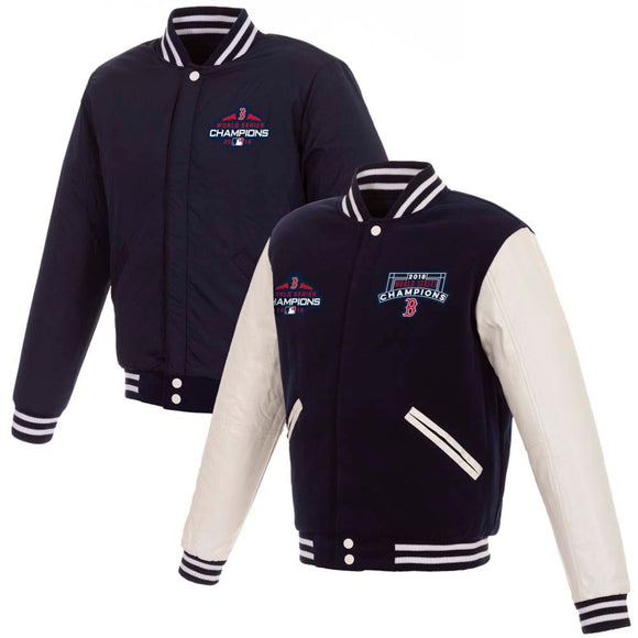 Boston Red Sox JH Design 2018 World Series Champions Fleece Full-Snap Reversible Jacket – Navy - JH Design