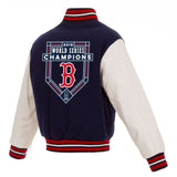 Boston Red Sox JH Design 2018 World Series Champions Wool & Leather Full-Snap Jacket – Navy - JH Design