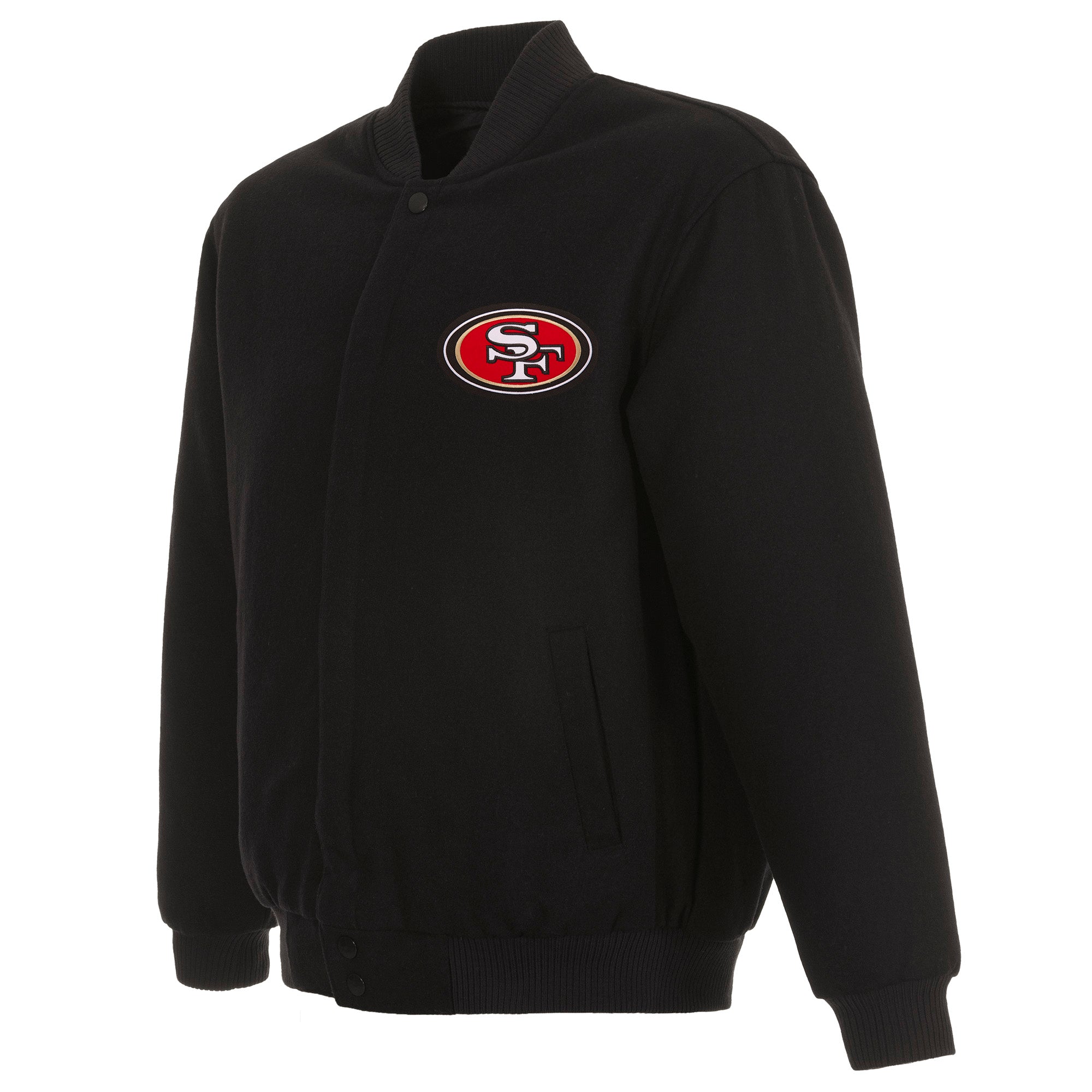 SAN FRANCISCO 49ERS JH DESIGN ALL LEATHER JACKET - BLACK/RED