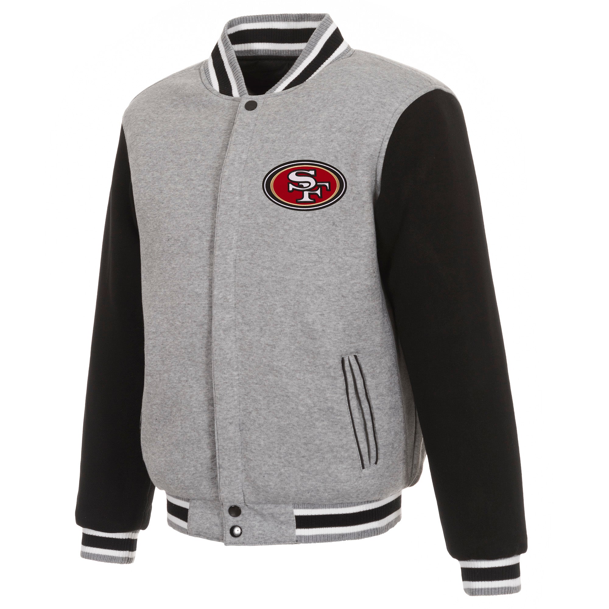 San Francisco 49ers Two-Tone Reversible Fleece Jacket - Gray/Black