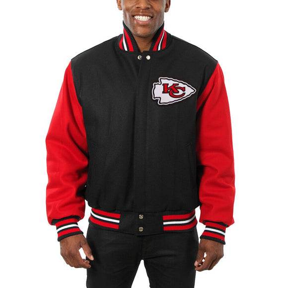Kansas City Chiefs JH Design Wool Full-Snap Jacket - Black/Scarlet - JH Design
