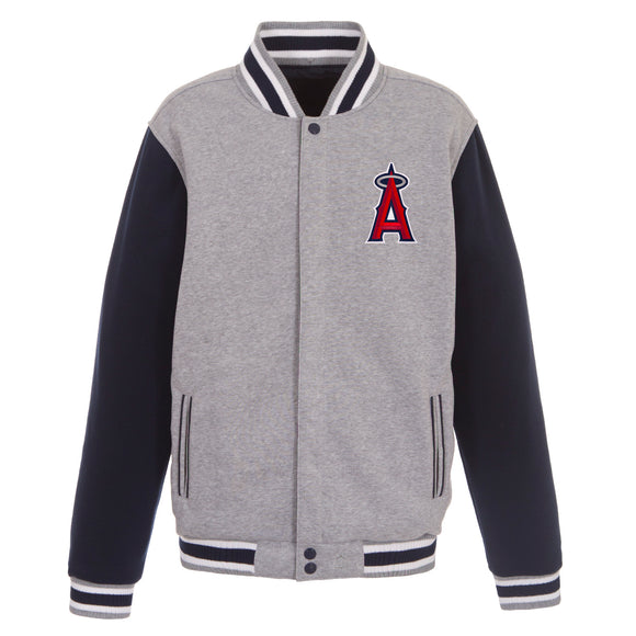 Los Angeles Angels Two-Tone Reversible Fleece Jacket - Gray/Navy - JH Design