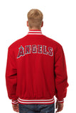 Los Angeles Angels Wool Jacket w/ Handcrafted Leather Logos - Red - JH Design