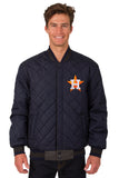 Houston Astros Wool & Leather Reversible Jacket w/ Embroidered Logos - Charcoal/Navy - J.H. Sports Jackets