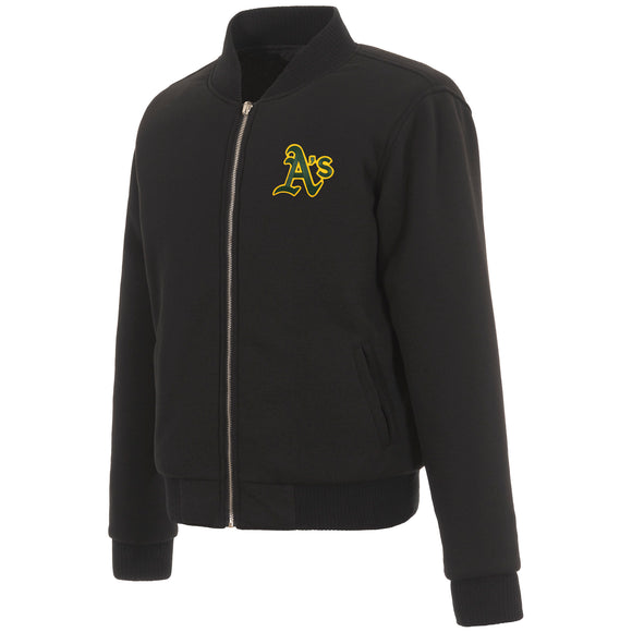 Oakland Athletics JH Design Reversible Women Fleece Jacket - Black - JH Design