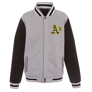 Oakland Athletics Two-Tone Reversible Fleece Jacket - Gray/Black - JH Design