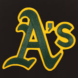 Oakland Athletics - JH Design Reversible Fleece Jacket with Faux Leather Sleeves - Black/White - J.H. Sports Jackets