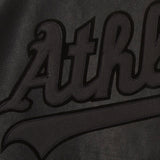 Oakland Athletics Full Leather Jacket - Black/Black - JH Design