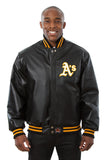 Oakland Athletics Full Leather Jacket - Black - JH Design