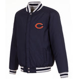 Chicago Bears Two-Tone Reversible Fleece Jacket - Gray/Navy - J.H. Sports Jackets