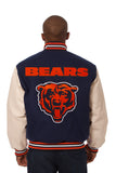 Chicago Bears Two-Tone Wool and Leather Jacket - Navy/Cream - J.H. Sports Jackets