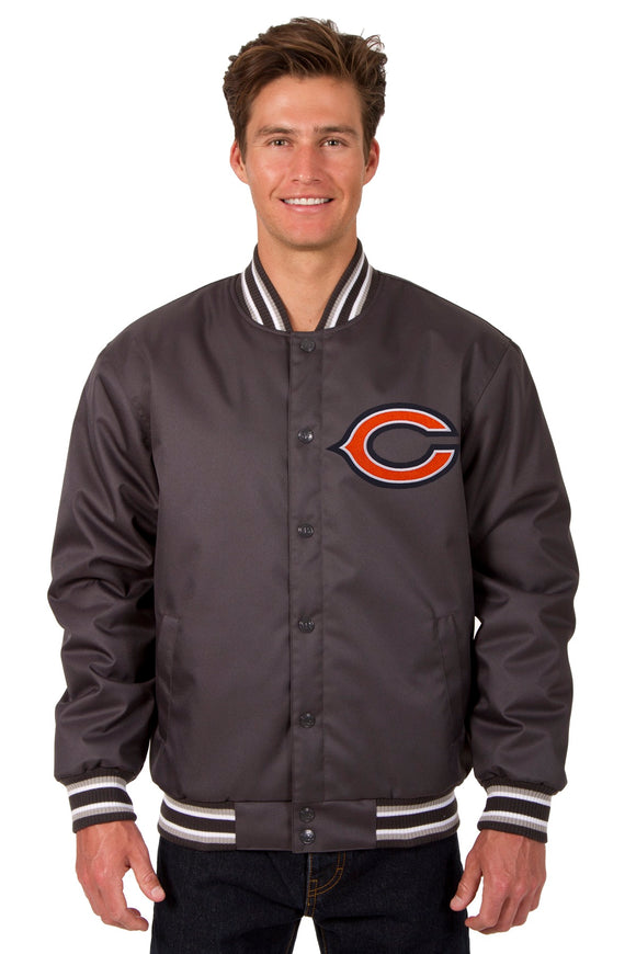 Chicago Bears Poly Twill Varsity Jacket - Charcoal - JH Design
