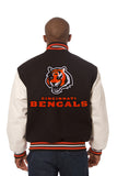 Cincinnati Bengals Two-Tone Wool and Leather Jacket - Black/White - J.H. Sports Jackets