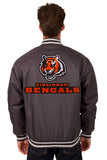 Cincinnati Bengals Poly Twill Varsity Jacket - Charcoal - JH Design