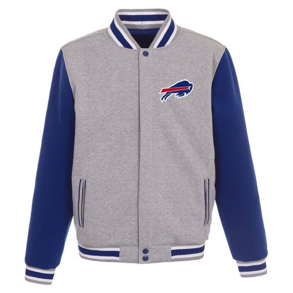 Buffalo Bills Two-Tone Reversible Fleece Jacket - Gray/Royal - J.H. Sports Jackets
