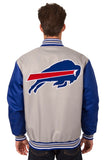 Buffalo Bills Poly Twill Varsity Jacket - Gray/Royal - JH Design