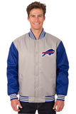 Buffalo Bills Poly Twill Varsity Jacket - Gray/Royal - JH Design