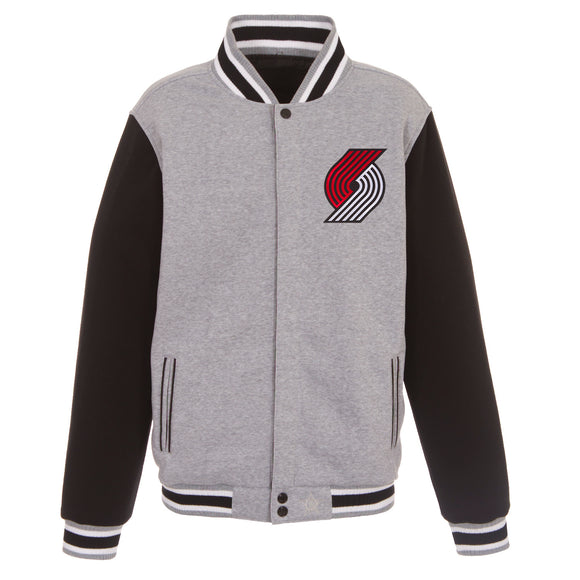 Portland Trail Blazers Two-Tone Reversible Fleece Jacket - Gray/Black - JH Design