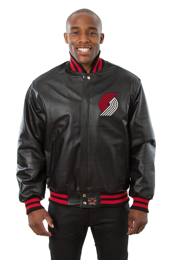 Portland Trail Blazers Full Leather Jacket - Black - JH Design