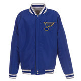 St. Louis Blues Two-Tone Reversible Fleece Jacket - Gray/Royal - J.H. Sports Jackets