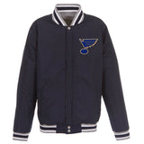 St. Louis Blues Two-Tone Reversible Fleece Jacket - Gray/Navy - J.H. Sports Jackets