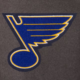 St. Louis Blues Wool & Leather Reversible Jacket w/ Embroidered Logos - Charcoal/Navy - J.H. Sports Jackets