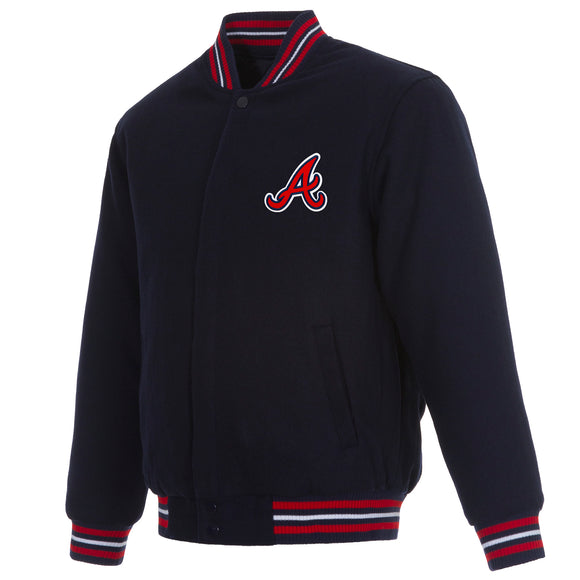 Atlanta Braves Reversible Wool Jacket - Navy - JH Design