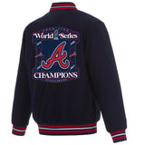 Atlanta Braves JH Design 2021 World Series Champions Reversible Full-Snap Jacket - Navy - J.H. Sports Jackets