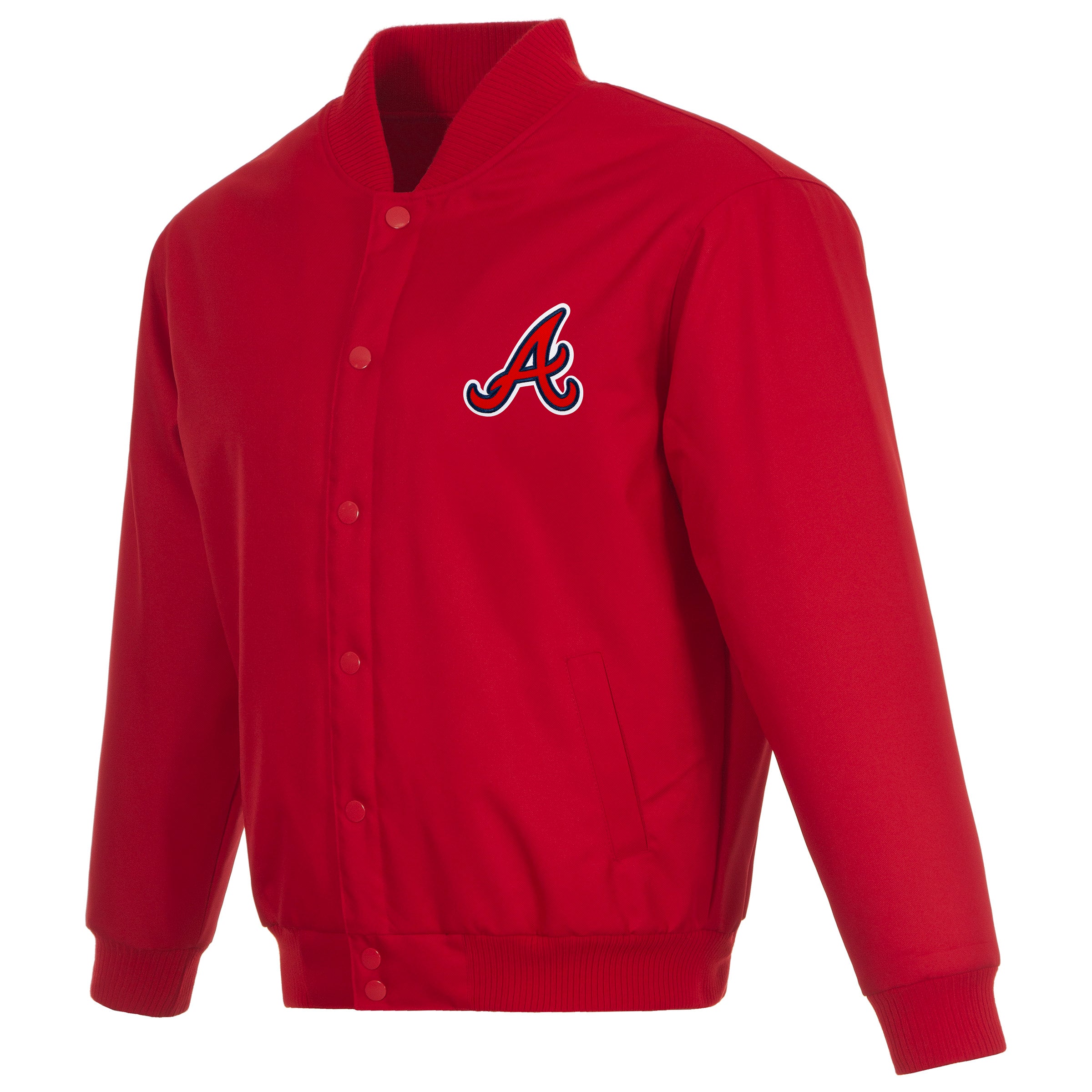 Atlanta Braves Poly Twill Varsity Jacket-Red