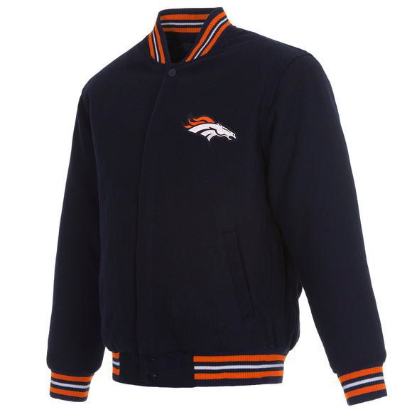 Denver Broncos Reversible Wool Jacket - Navy - JH Design