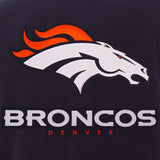 Denver Broncos - JH Design Reversible Fleece Jacket with Faux Leather Sleeves - Navy/White - J.H. Sports Jackets