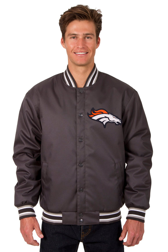 Denver Broncos Poly Twill Varsity Jacket - Charcoal - JH Design