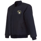 Milwaukee Brewers Reversible Wool Jacket - Navy - JH Design