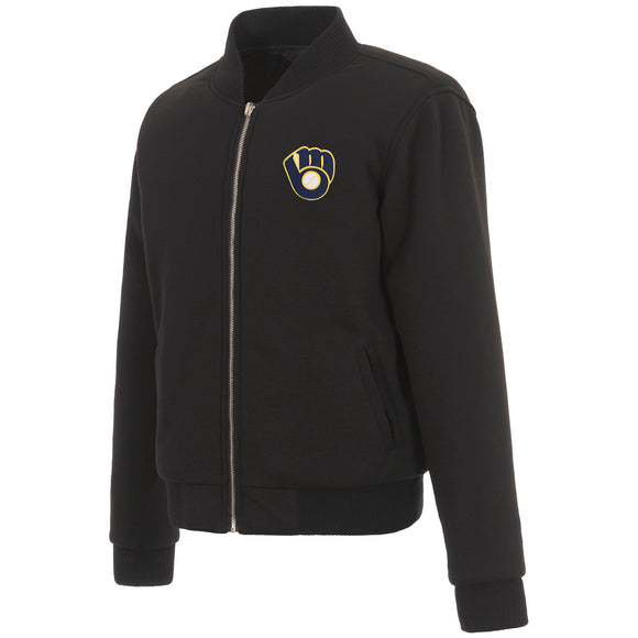 Milwaukee Brewers JH Design Reversible Women Fleece Jacket - Black - JH Design