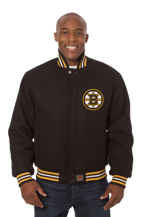 Boston Bruins Embroidered Wool Jacket - Black - JH Design