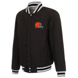 Cleveland Browns Two-Tone Reversible Fleece Jacket - Gray/Black - J.H. Sports Jackets