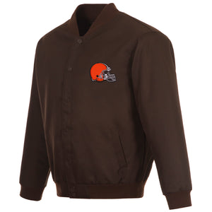 Cleveland Browns Poly Twill Varsity Jacket - Brown - J.H. Sports Jackets