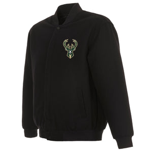 Milwaukee Bucks Reversible Wool Jacket - Black - JH Design
