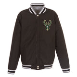 Milwaukee Bucks Two-Tone Reversible Fleece Jacket - Gray/Black - JH Design