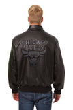 Chicago Bulls Full Leather Jacket - Black/Black - JH Design