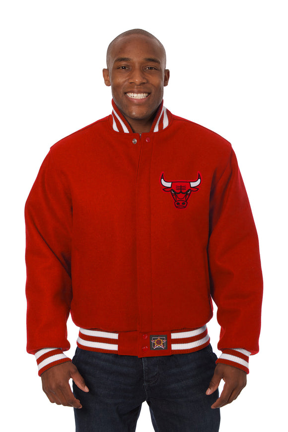 Chicago Bulls JH Design Stripe Colorblock Nylon Reversible Full-Snap Jacket  - Black