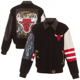 Chicago Bulls JH Design Hand-Painted Leather Jacket - Black - JH Design