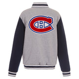 Montreal Canadiens Two-Tone Reversible Fleece Jacket - Gray/Navy - J.H. Sports Jackets