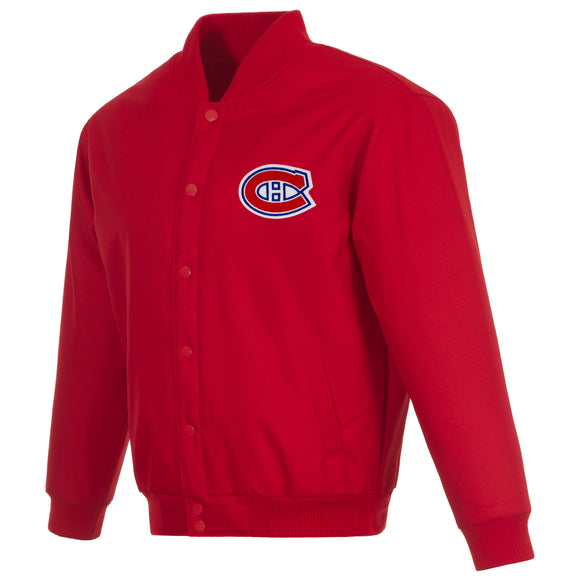 Montreal Canadiens Poly Twill Varsity Jacket - Red - J.H. Sports Jackets