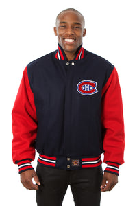 Montreal Canadiens Embroidered Wool Jacket - Navy/Red - JH Design