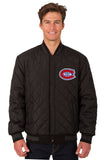 Montreal Canadiens Wool & Leather Reversible Jacket w/ Embroidered Logos - Charcoal/Black - J.H. Sports Jackets