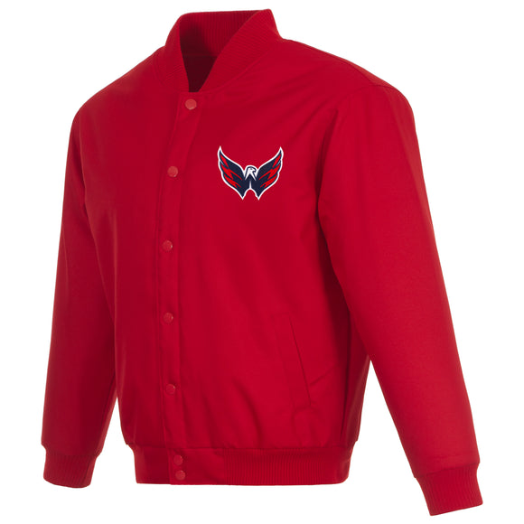 Washington Capitals Poly Twill Varsity Jacket - Red - J.H. Sports Jackets