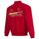 St. Louis Cardinals Poly Twill Varsity Jacket - Red - J.H. Sports Jackets